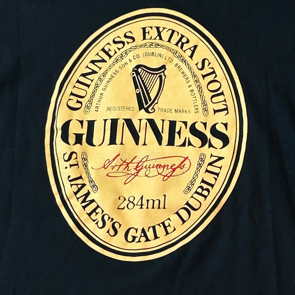 Guinness Extra Stout Shirt Mens M Black‎ Irish Graphic Tee Emerald Sports Cotton - Picture 2 of 8